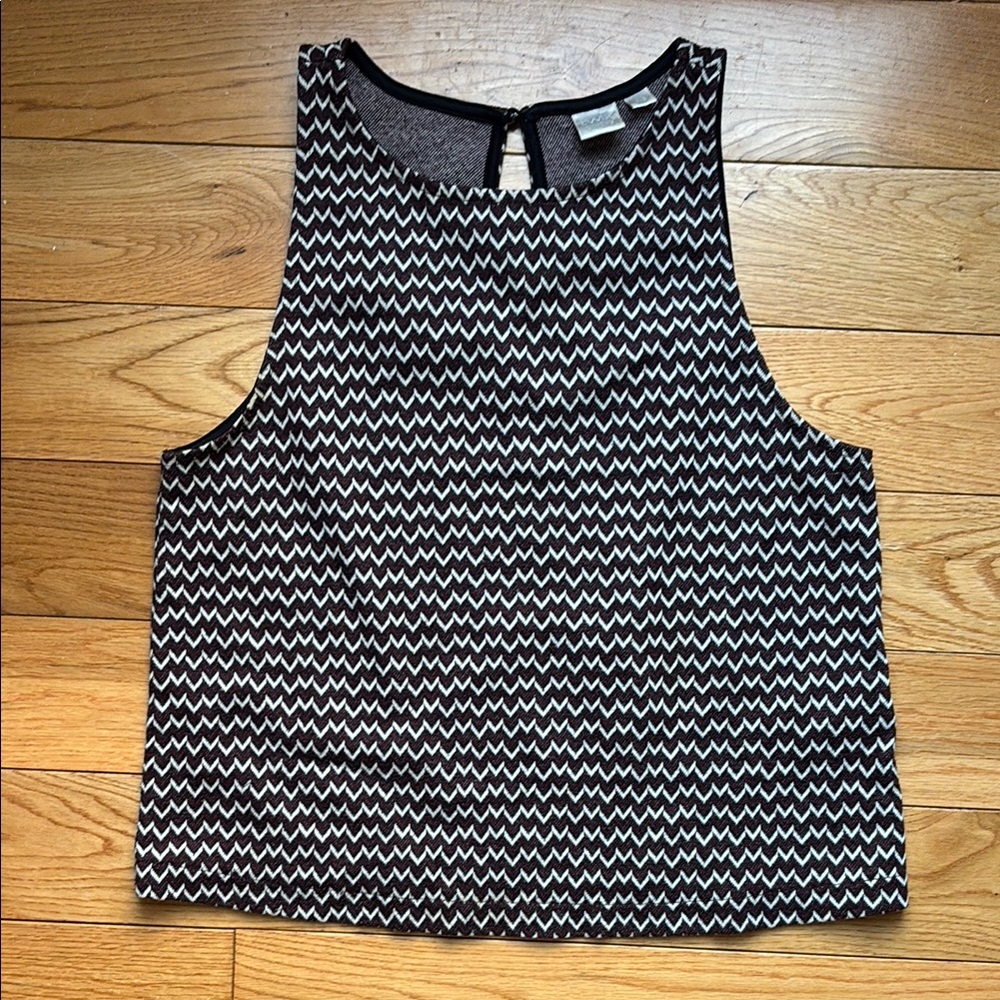Brown and White Zigzag Women's Top